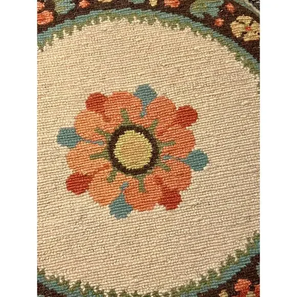 Vintage Wool Needlepoint Chair Cushions-Handmade Athens Greece-Set of 4 Pad-Boho